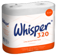 Whisper Toilet Rolls 320 sheet